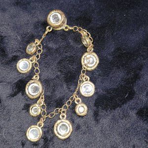 Gold Designer Bracelet with Clear Stone Pendants